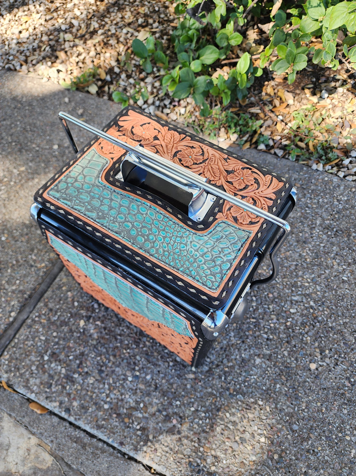 Retro Rodeo Black Cooler- Turquoise Gator
