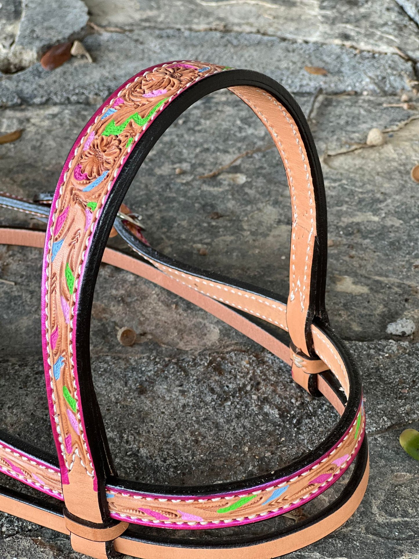 2800-Confetti 1-1/2" Contour browband headstall