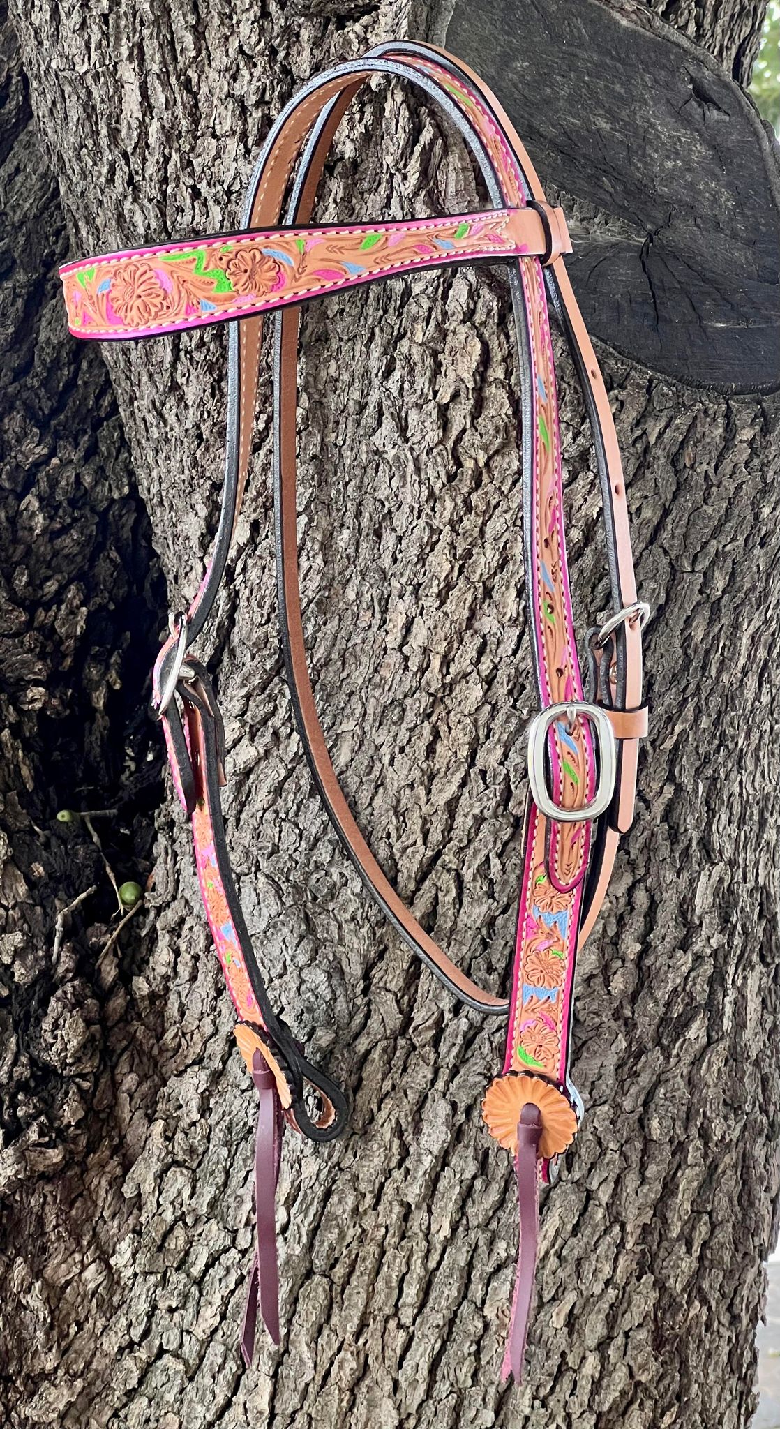 2800-Confetti 1-1/2" Contour browband headstall