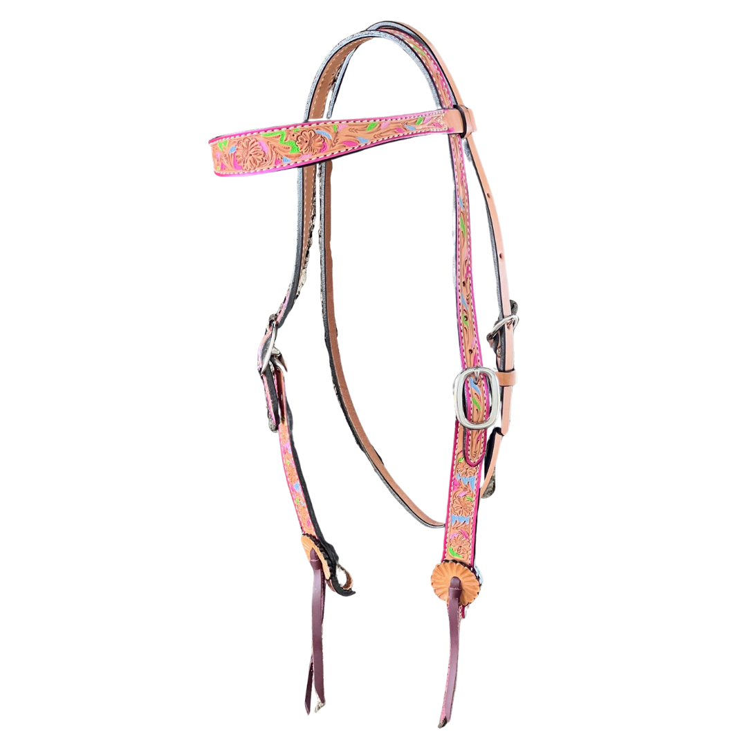 2800-Confetti 1-1/2" Contour browband headstall