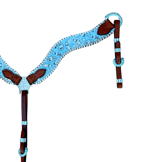 3017-BANDANA AQUA 2-1/2" Wave breast collar hand bandana tool and whip-stitch