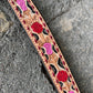 3023- Cheetah Rose 1-3/4" Contour breast collar golden leather floral tooled with background paint & buckstitch