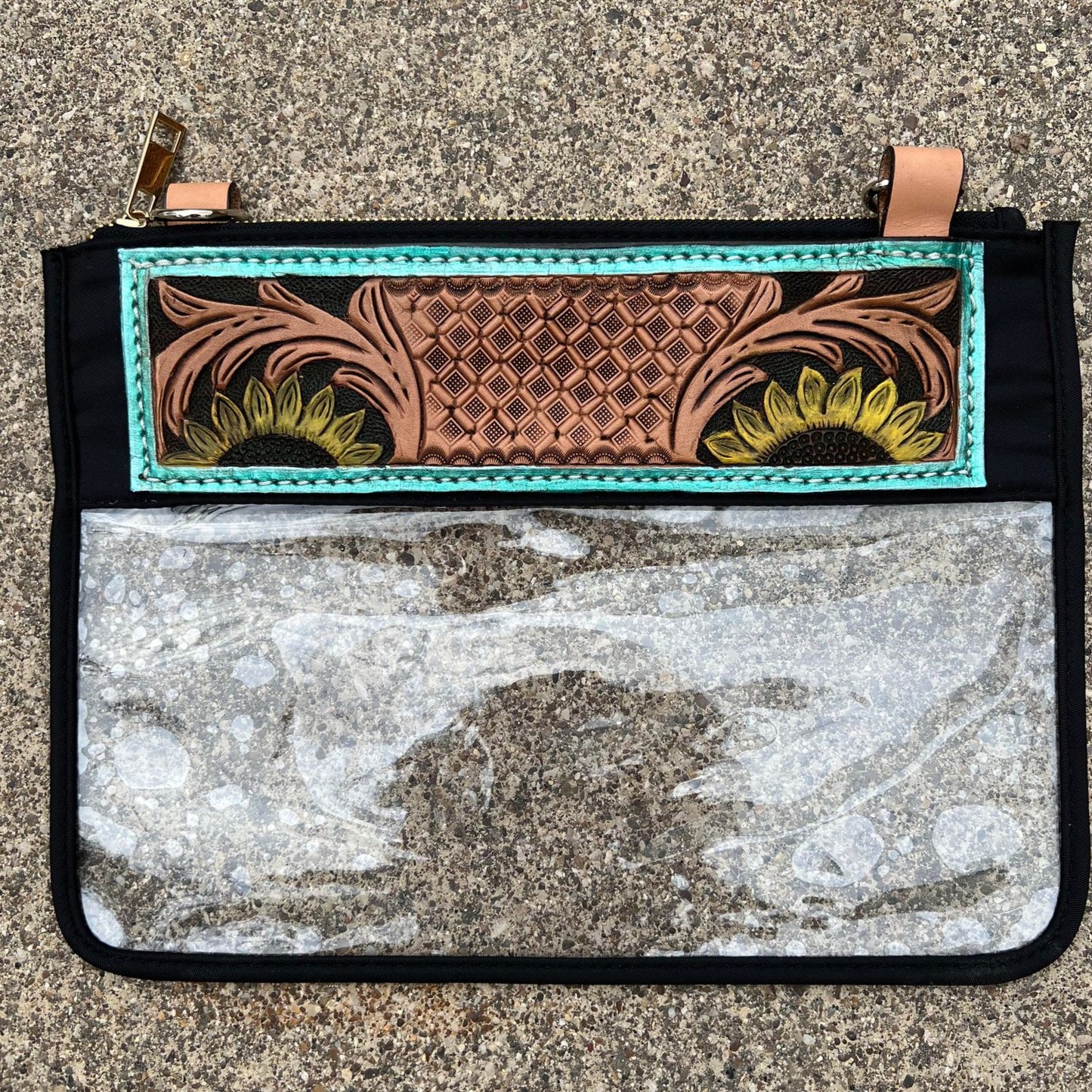 Florals Clear/Stadium leather tooled bag (WITHOUT strap)