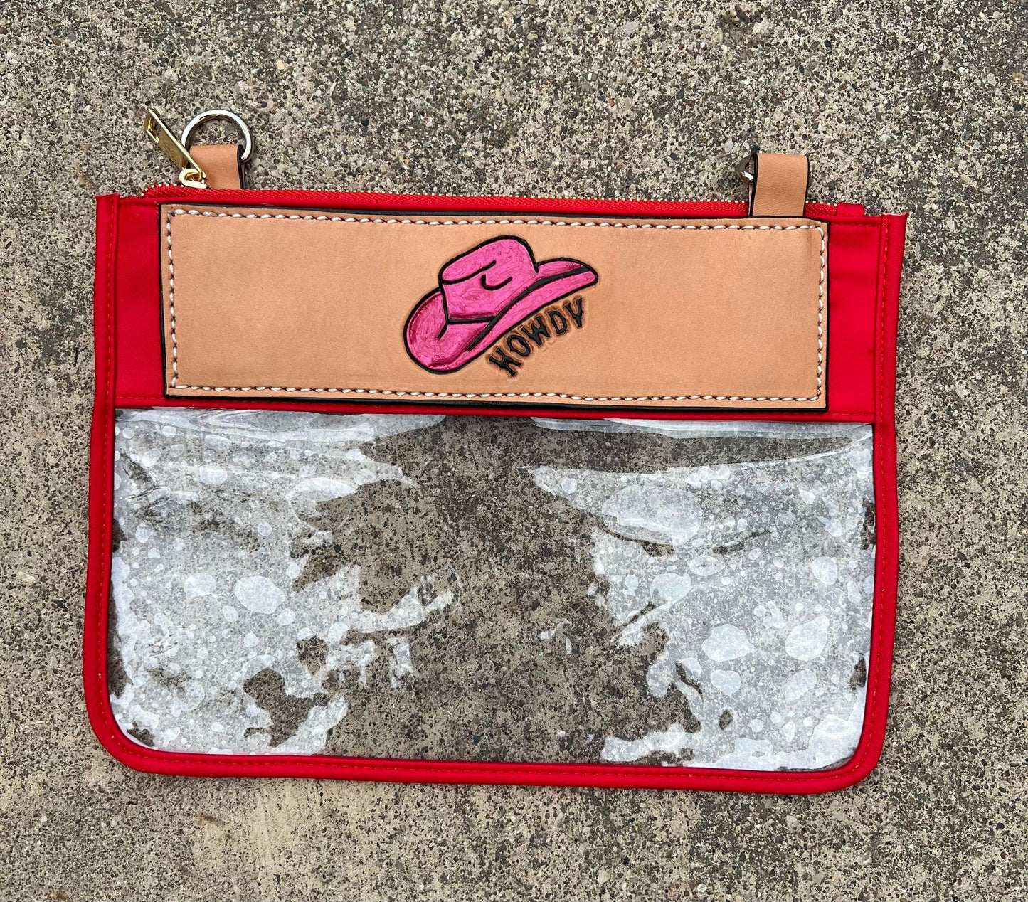 Cowgirl Hat Clear/Stadium leather tooled bag (WITHOUT strap)