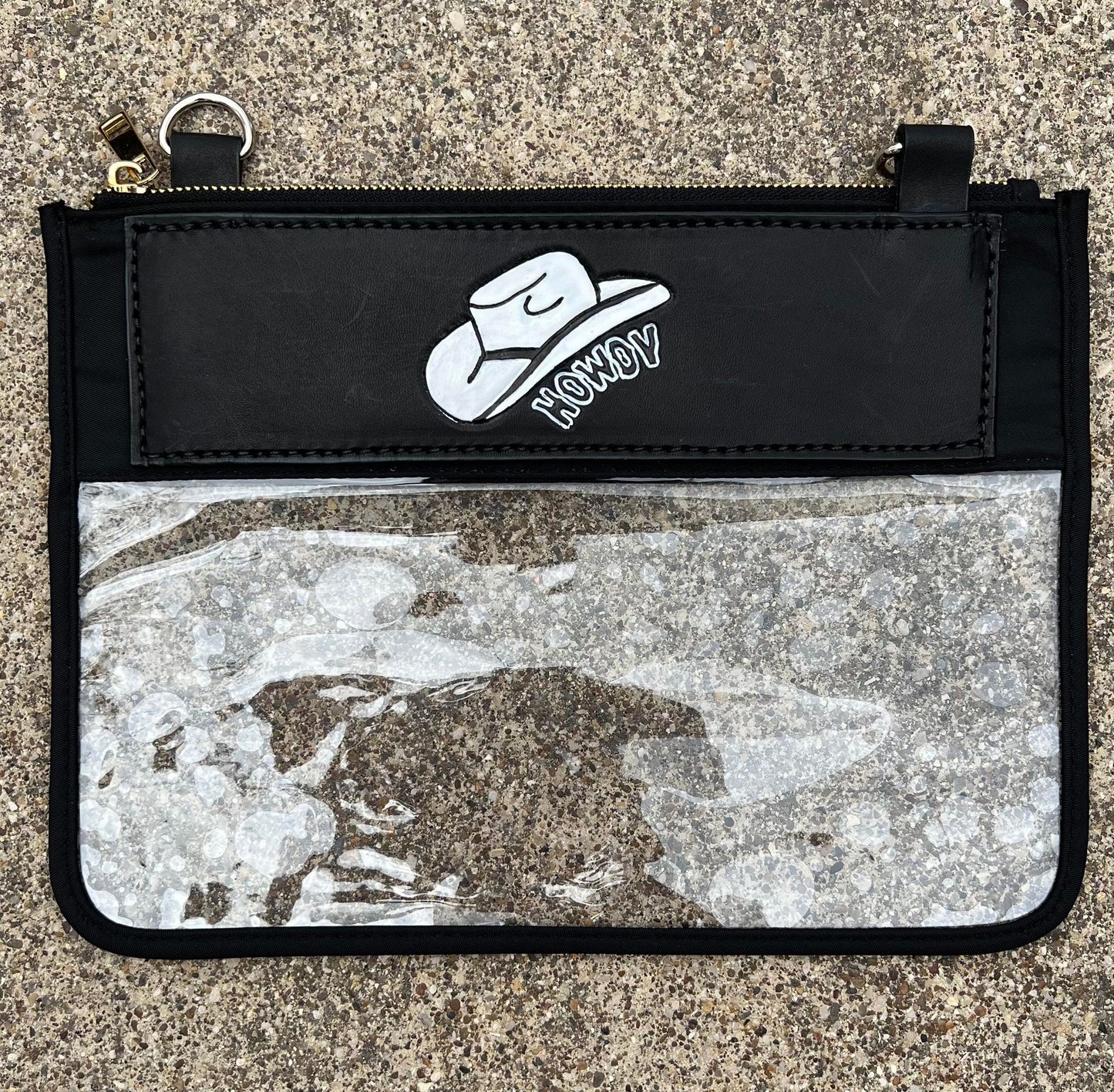 Cowgirl Hat Clear/Stadium leather tooled bag (WITHOUT strap)