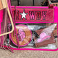 Howdy/Rowdy Clear/Stadium  leather tooled bag (WITHOUT strap)