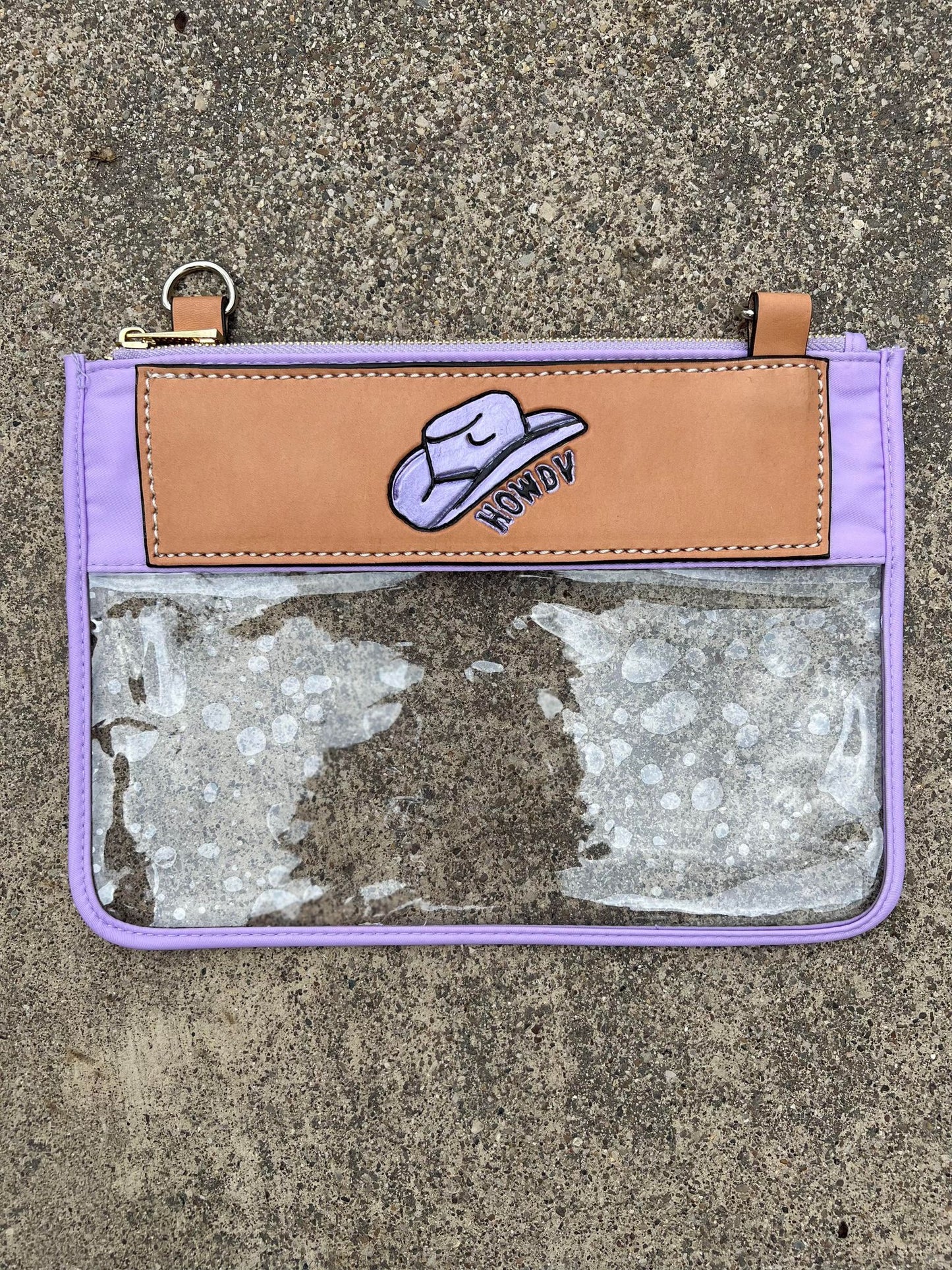Cowgirl Hat Clear/Stadium leather tooled bag (WITHOUT strap)