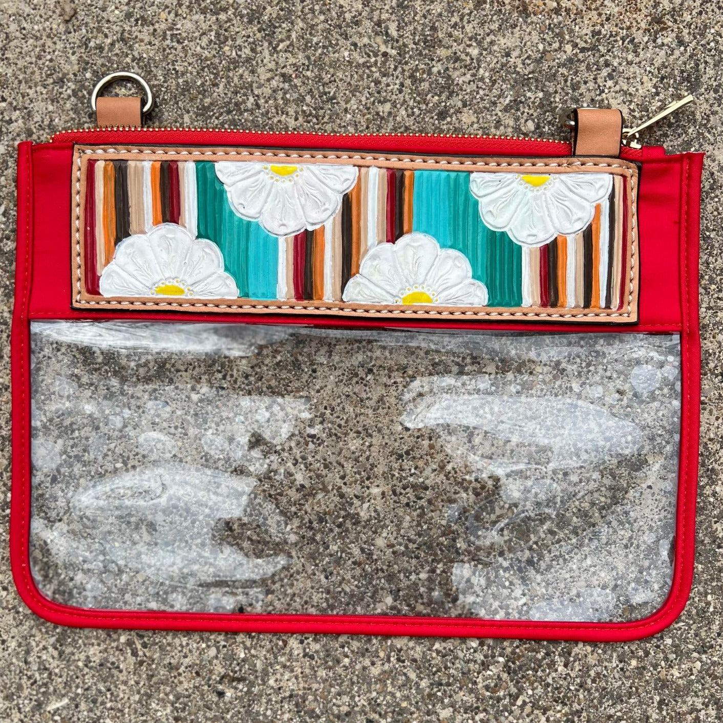 Serape Clear/Stadium leather tooled bag (WITHOUT strap)
