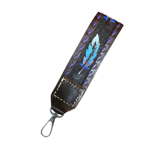 Floral tooled leather keychains #4