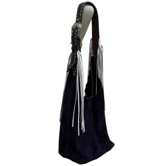 Darlin Duo- Navy Blue With Knight Cowboy Fringe Strap