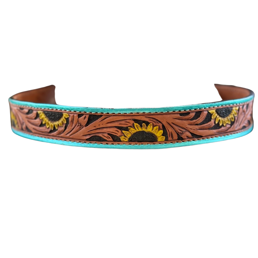 1.5" Straight Turquoise Sunflower Belt Alamo Saddlery 1.5" Straight Turquoise Sunflower Belt Alamo Saddlery