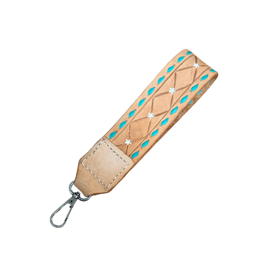 Geo tooled leather keychains #11