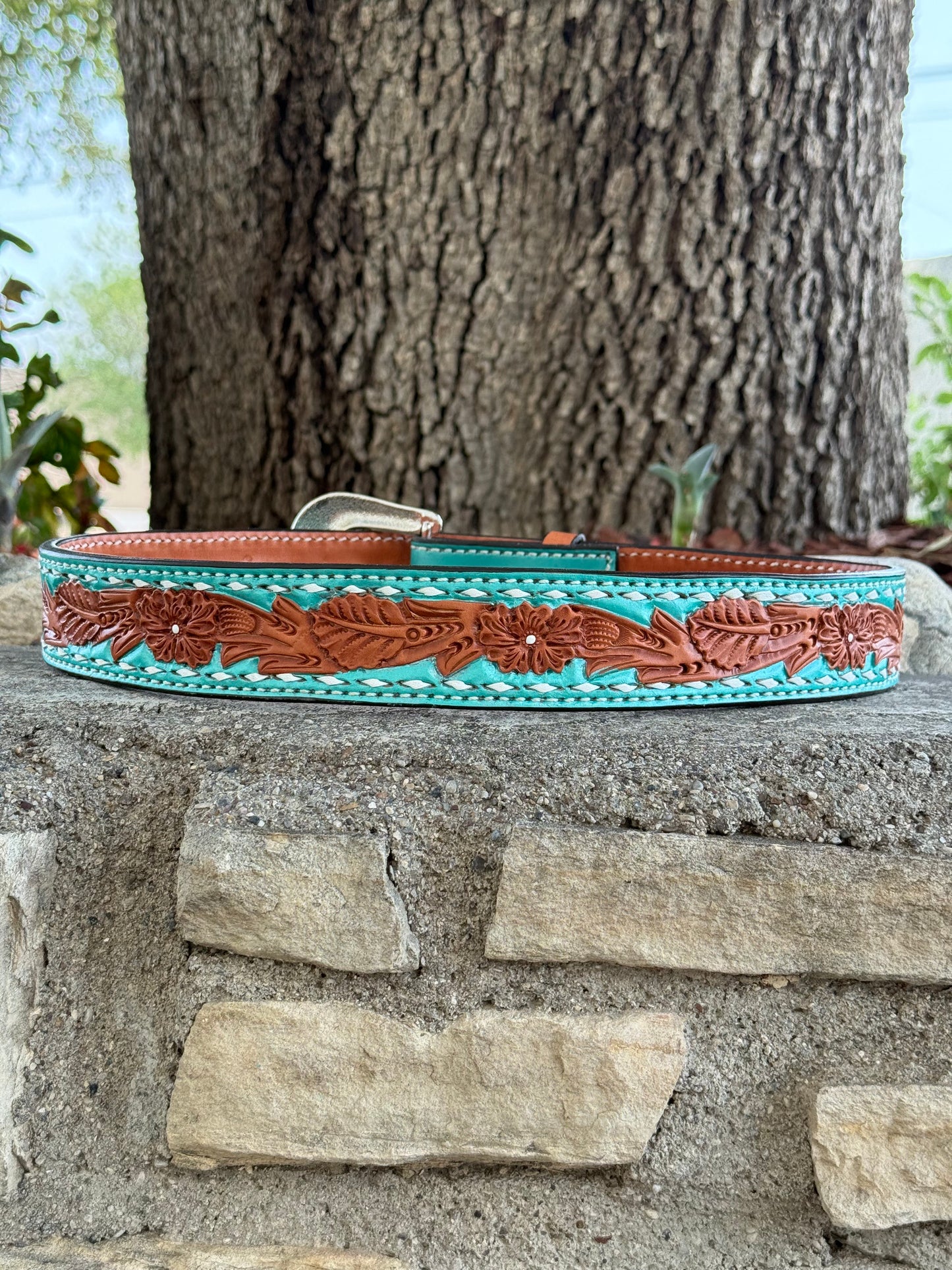 1.5" Straight Turquoise Shimmer Belt
