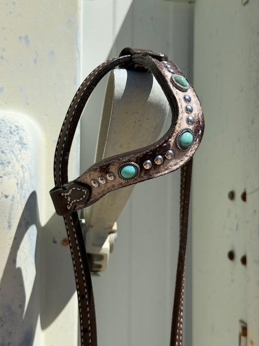 2074-TP4 Cow Suede 5/8" Wave one ear headstall