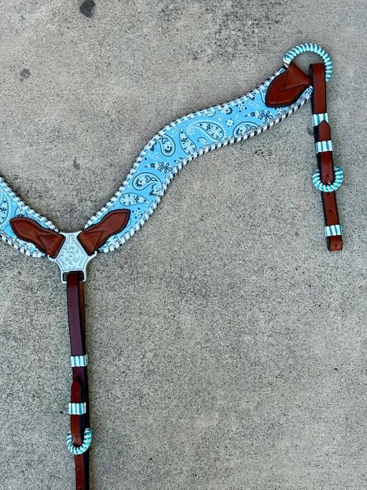 3017-BANDANA AQUA 2-1/2" Wave breast collar hand bandana tool and whip-stitch