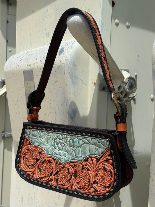 Buckle Bag - Turquoise Gator
