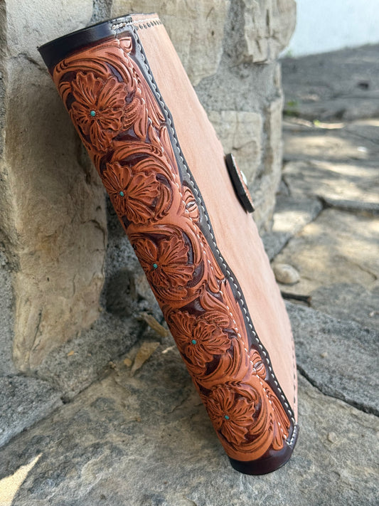 #14 Bible Cover Roughout with floral tooled binder