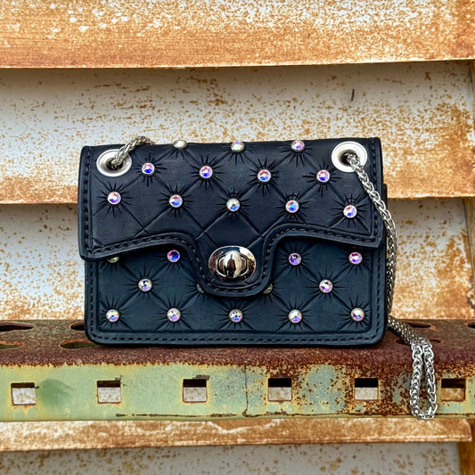 The Cowgirl Clutch- Rhinestone Black Edition (FULL LEATHER)