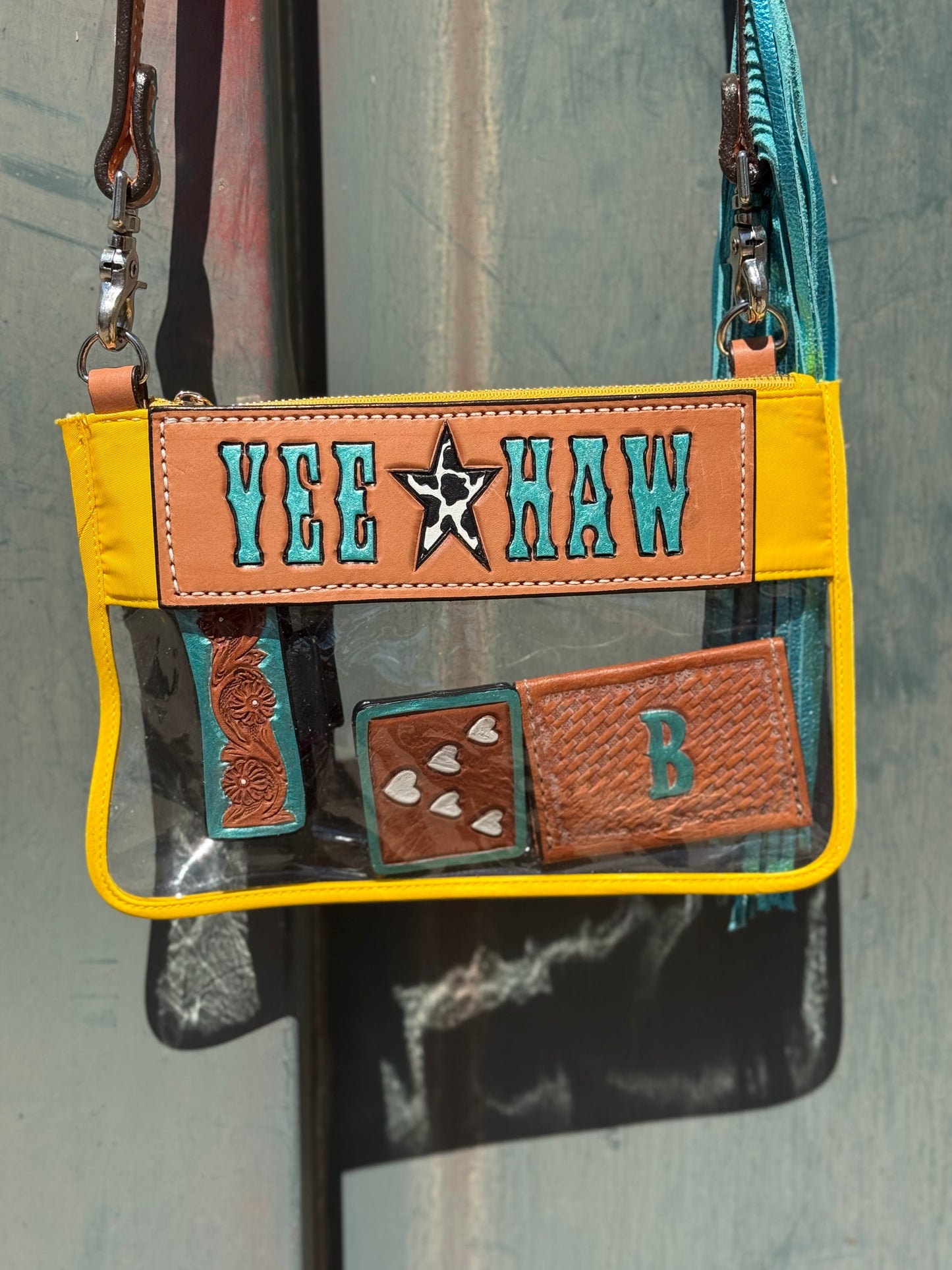 Clear travel Bag- Yee-Haw on Yellow