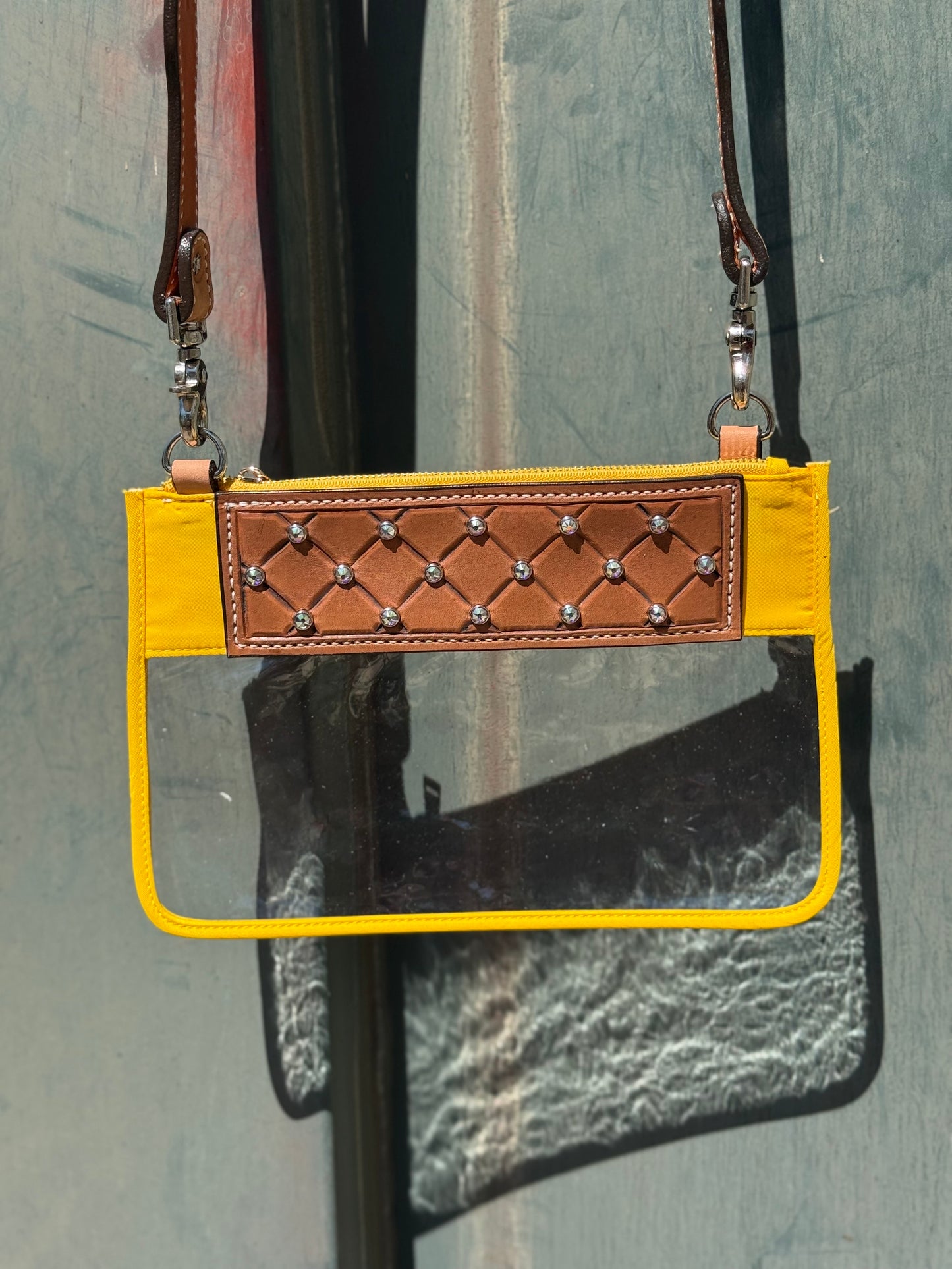 Clear Travel Bag- Rhinestone on Yellow