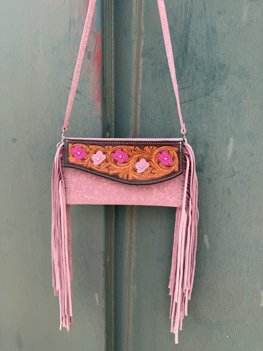 Fringe Clutch- Malibu Barbie