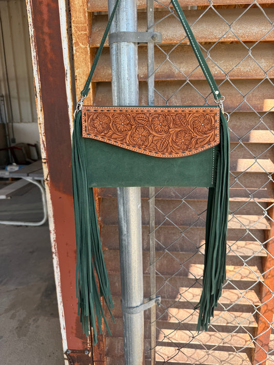 Fringe Clutch- OG Cowboy in Emerald