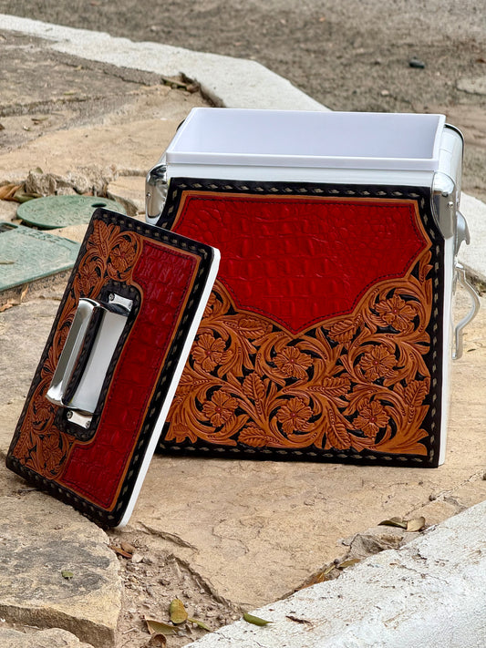 Retro Rodeo White Cooler- Red Gator
