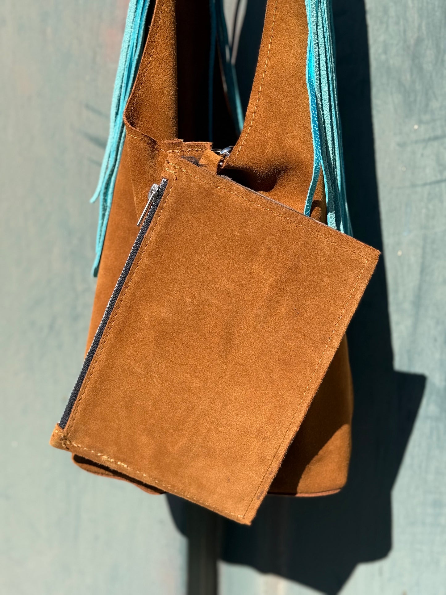 Darlin Duo Bag- Toast with PTE BK Strap with Fringe
