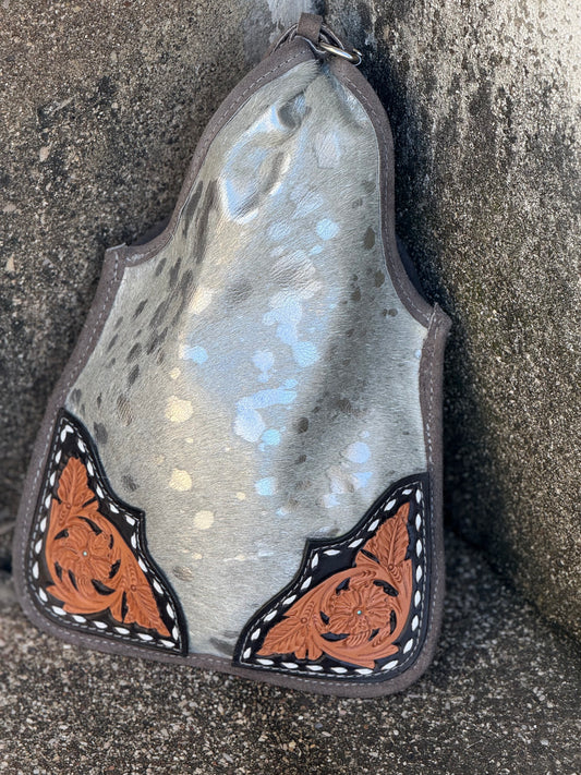 Cow Tag Bag- Silver Metallic