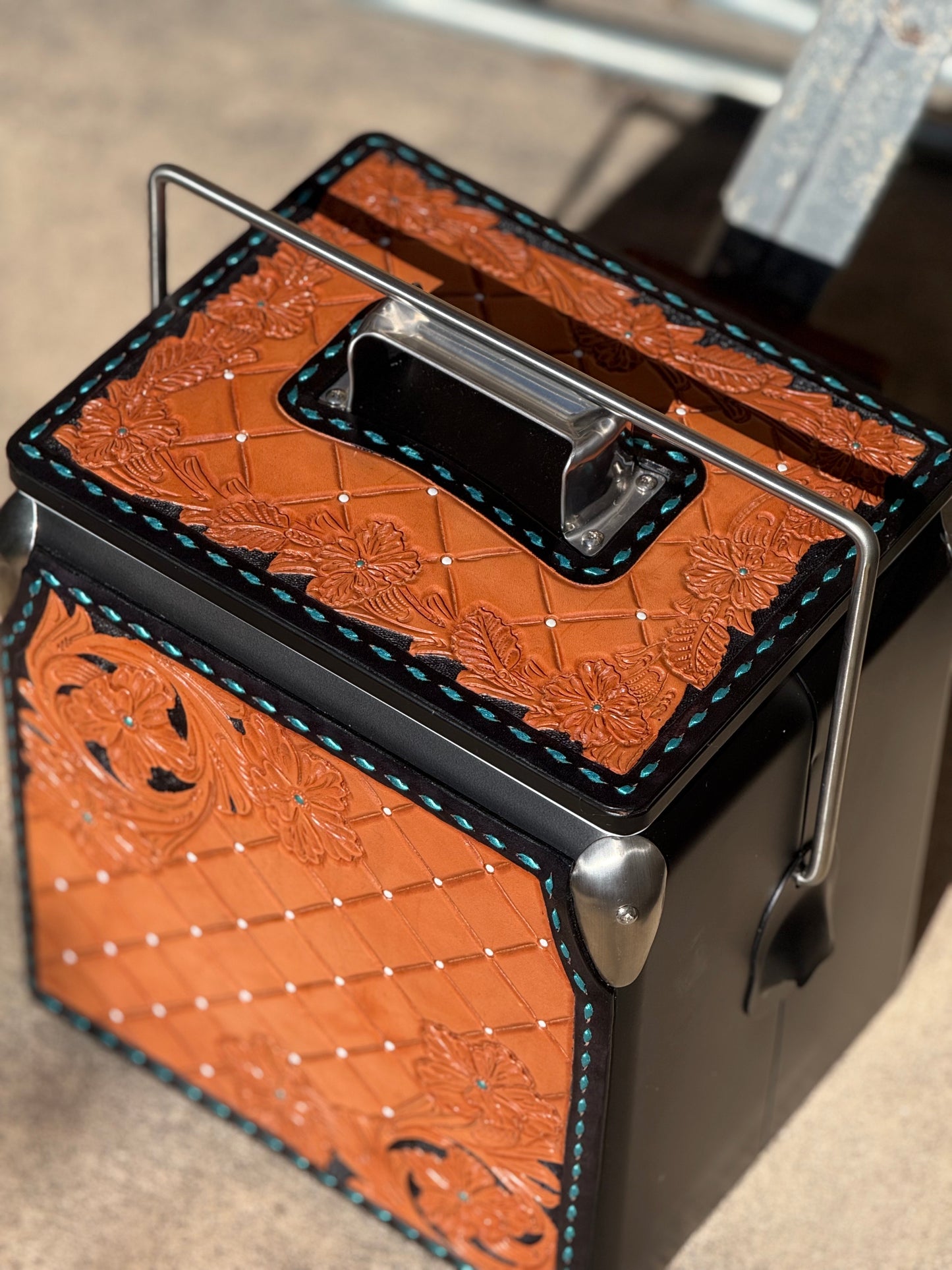 Retro Rodeo Black Cooler- Blue Buck-A-Roo