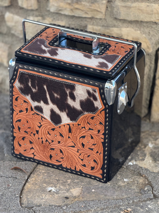 Retro Rodeo Black Cooler- Cow Suede