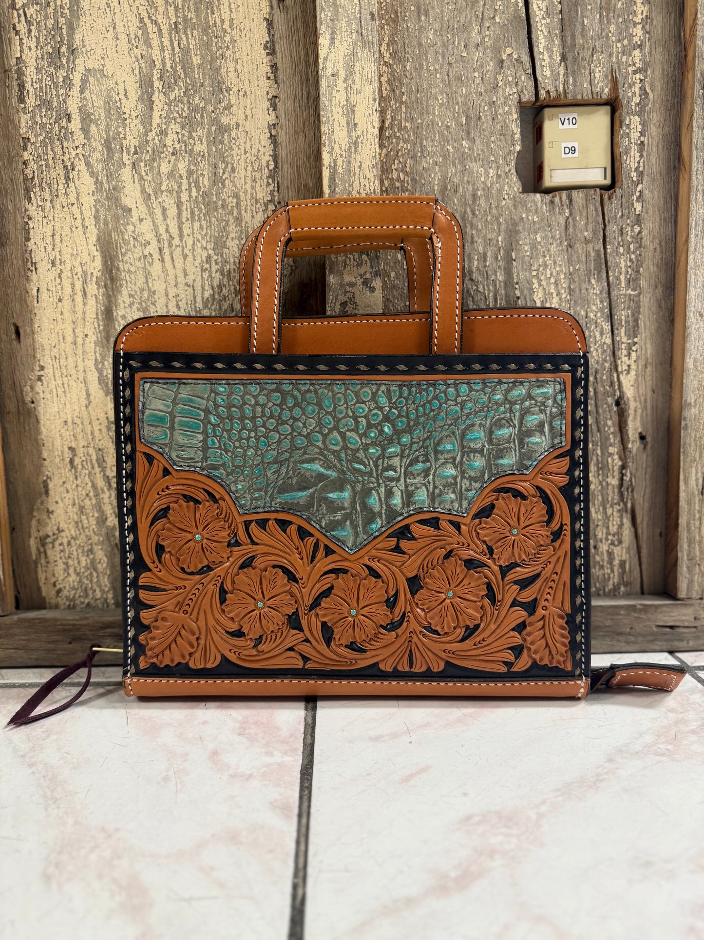 Cowboy Briefcase Turquoise Gator