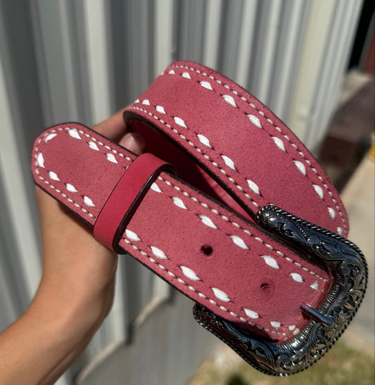 Clearance | 1.5" Straight Belt Pink Roughout TBS