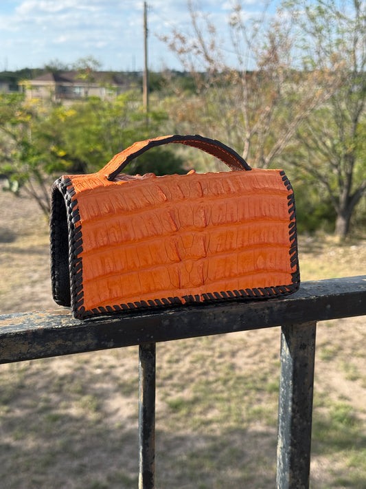The Dime | Genuine Gator Mini Handbag - Cayenne