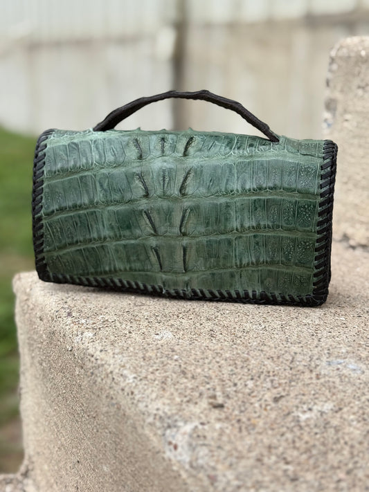 The Dime | Genuine Gator Mini Handbag - Emerald