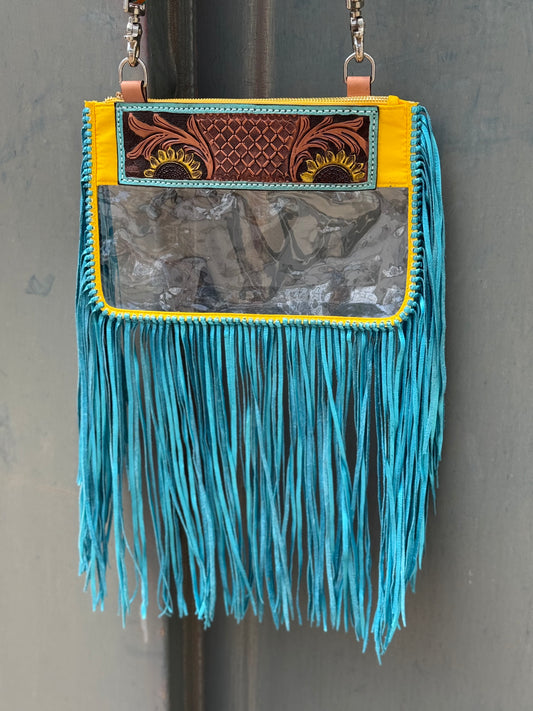 Clear Travel Bag - Sunflower Fringe