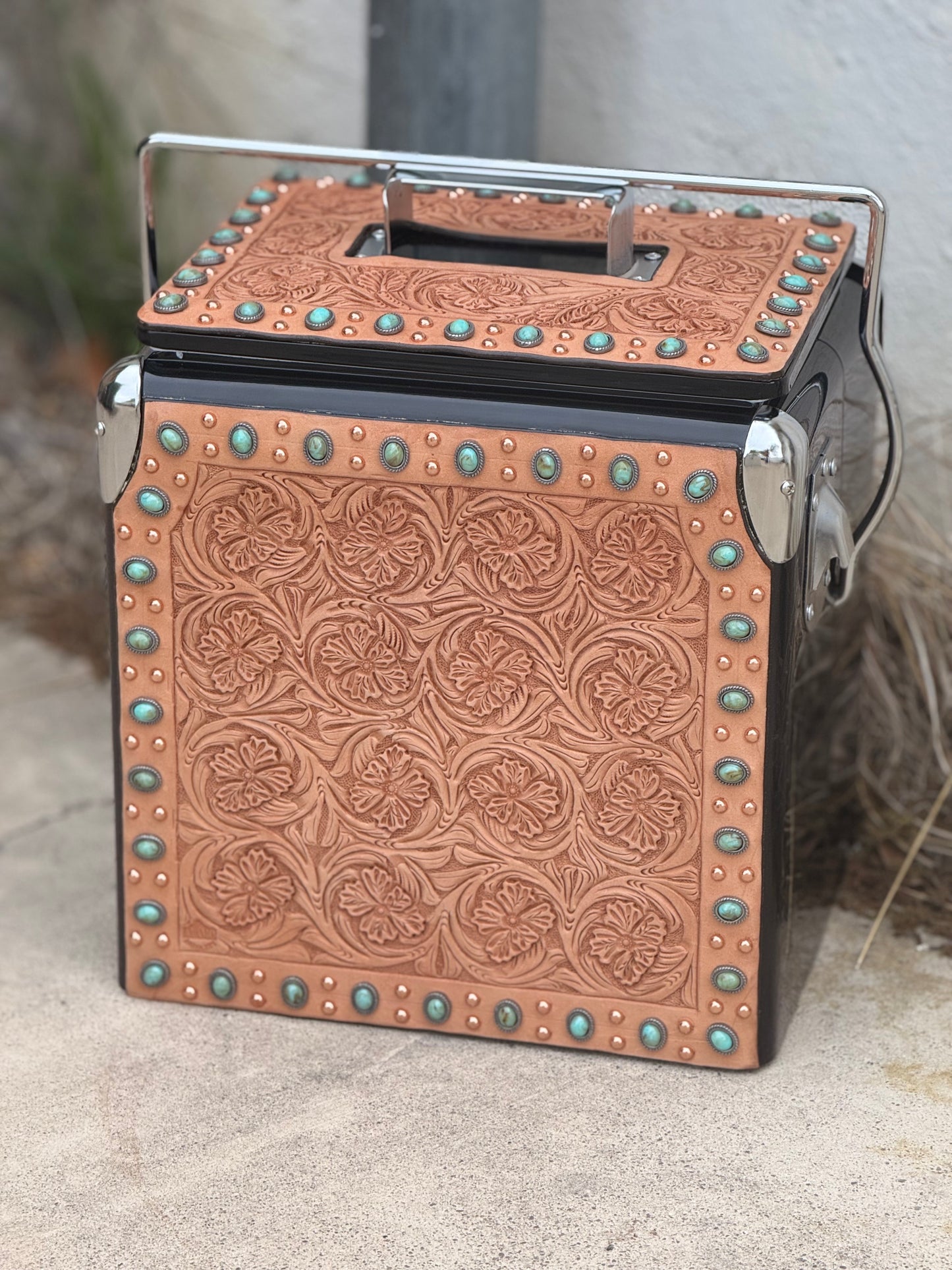 Retro Rodeo Black Cooler- Turquoise Stone