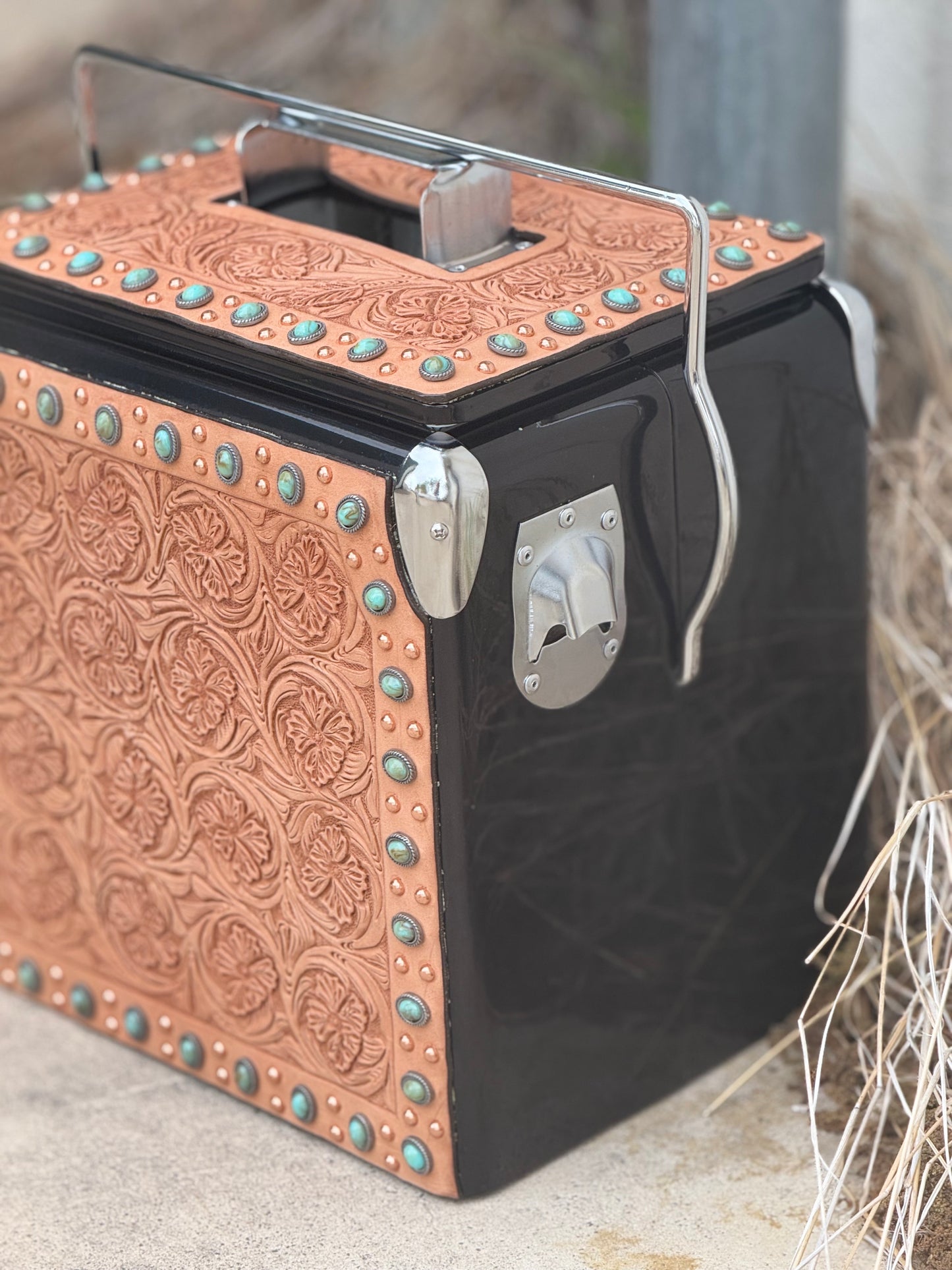 Retro Rodeo Black Cooler- Turquoise Stone