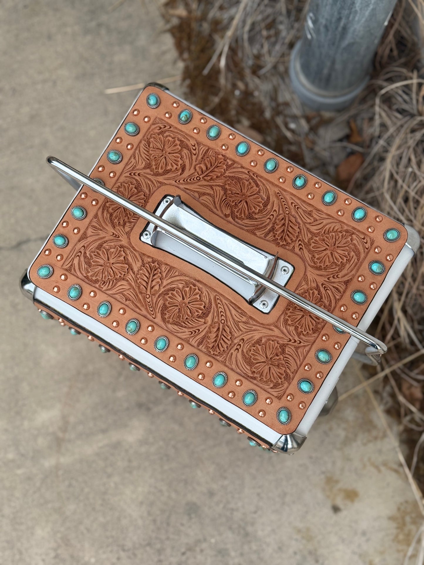 Retro Rodeo White Cooler- Turquoise Stone