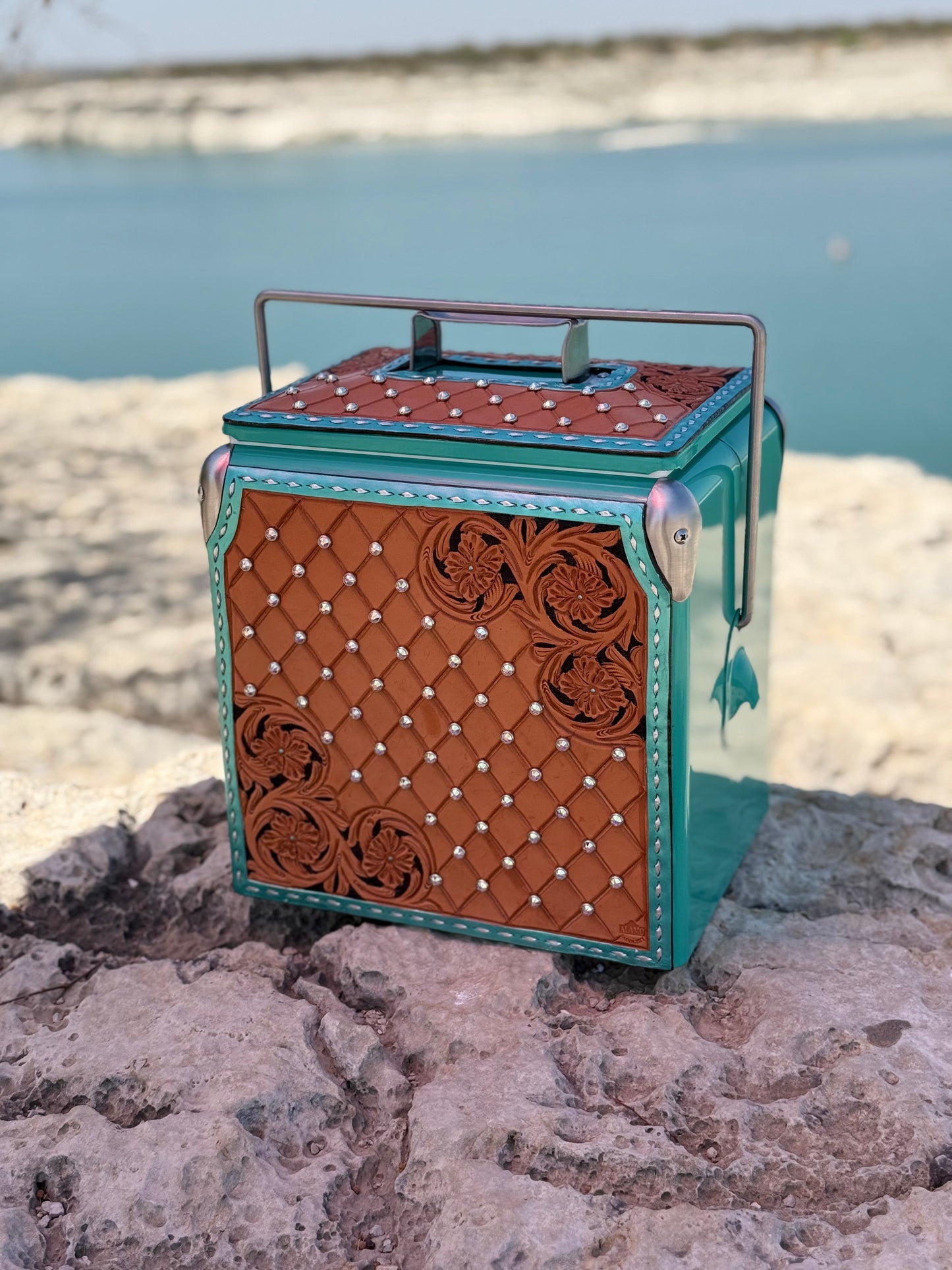 Retro Rodeo Turquoise Cooler- Rhinestone (golden)