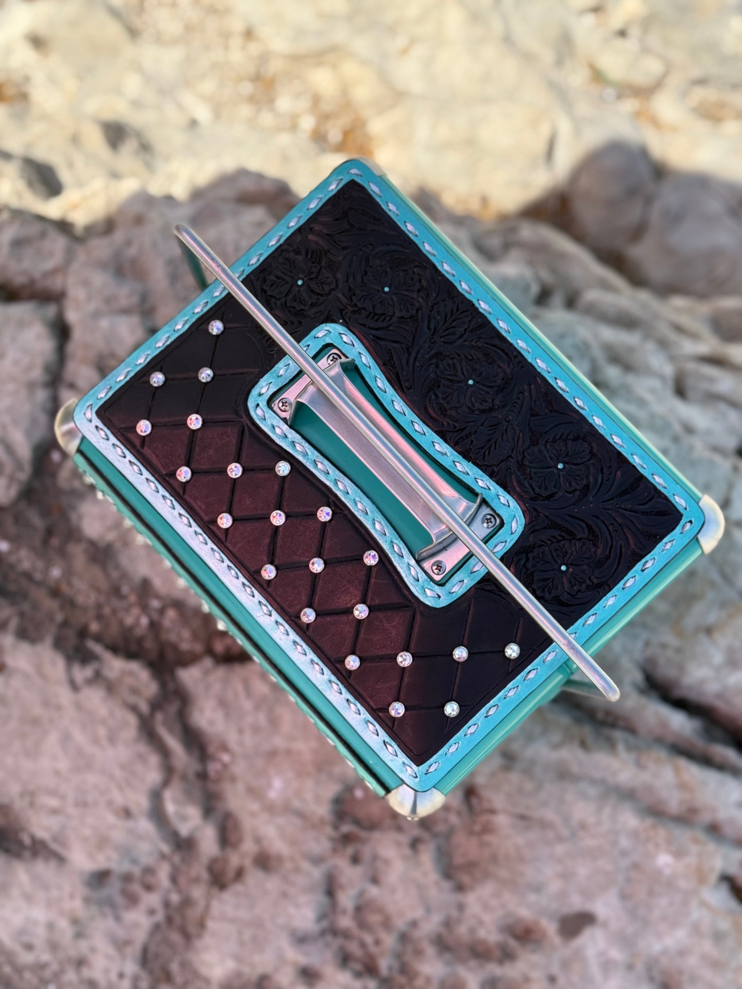 Retro Rodeo Turquoise Cooler- Rhinestone (black)