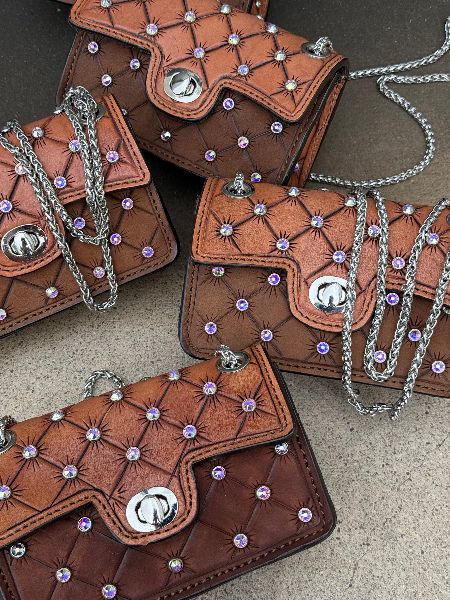 (LAST CHANCE) The Cowgirl Clutch- RHINESTONE 2-TONE (FULL LEATHER)