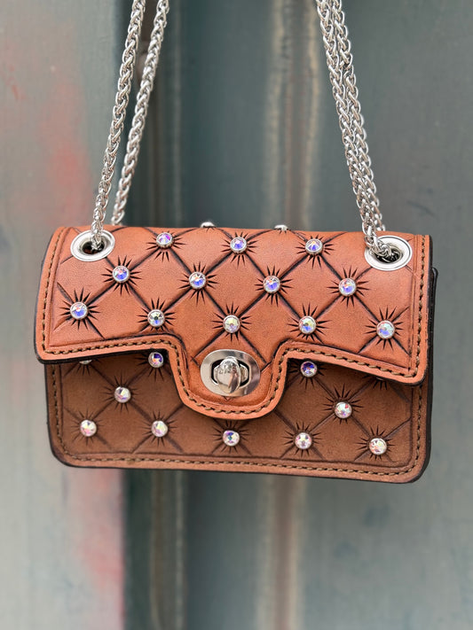 (LAST CHANCE) The Cowgirl Clutch- RHINESTONE 2-TONE (FULL LEATHER)