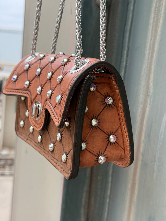 (LAST CHANCE) The Cowgirl Clutch- RHINESTONE 2-TONE (FULL LEATHER)
