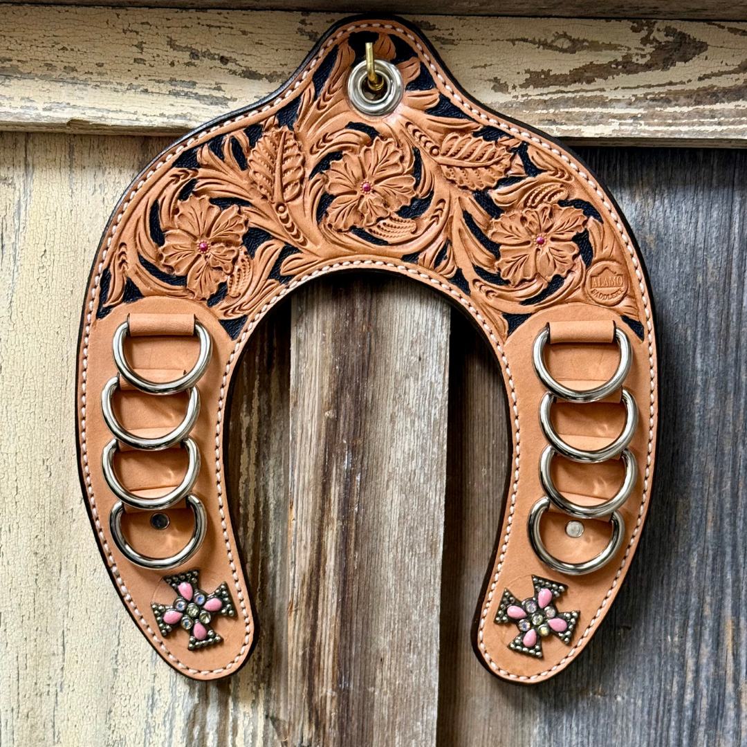Hose Shoe Wild Rag Holder w/ Conchos- Pink Shimmer