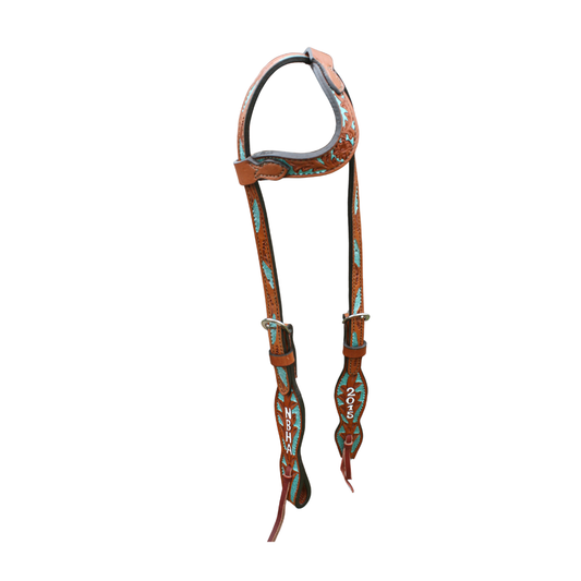 Rodeo Award | Wave one ear floral tooled w/ background paint (8 letters)