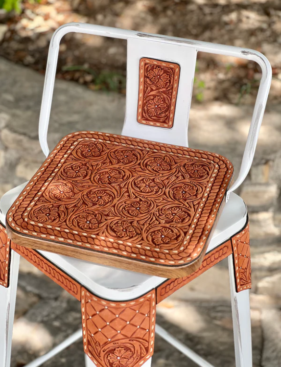 (STOCK!) SET OF 2 WHITE SWIVEL BAR STOOLS W/ THE COWBOY