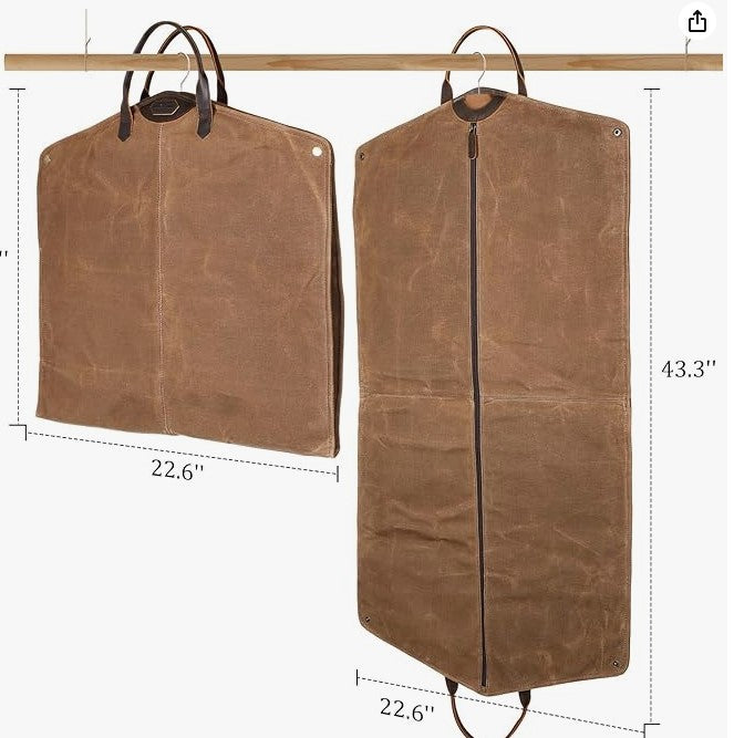 Custom Leather Trim Garment Bag w/ lettering