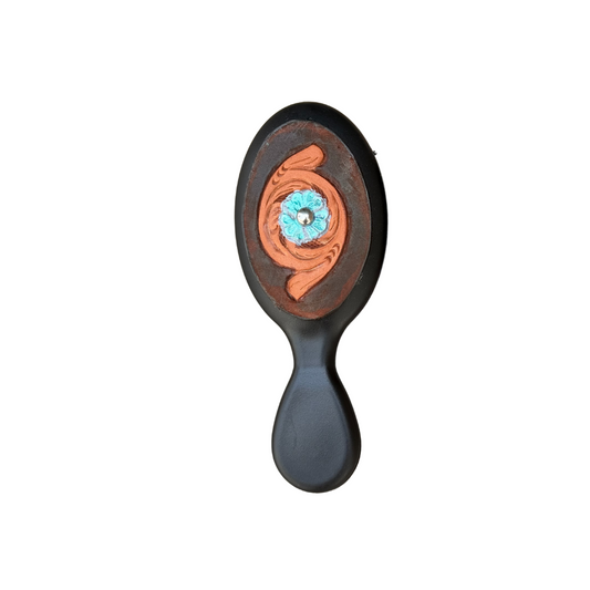 Mini Tooled hair brush - Turquoise Daisy