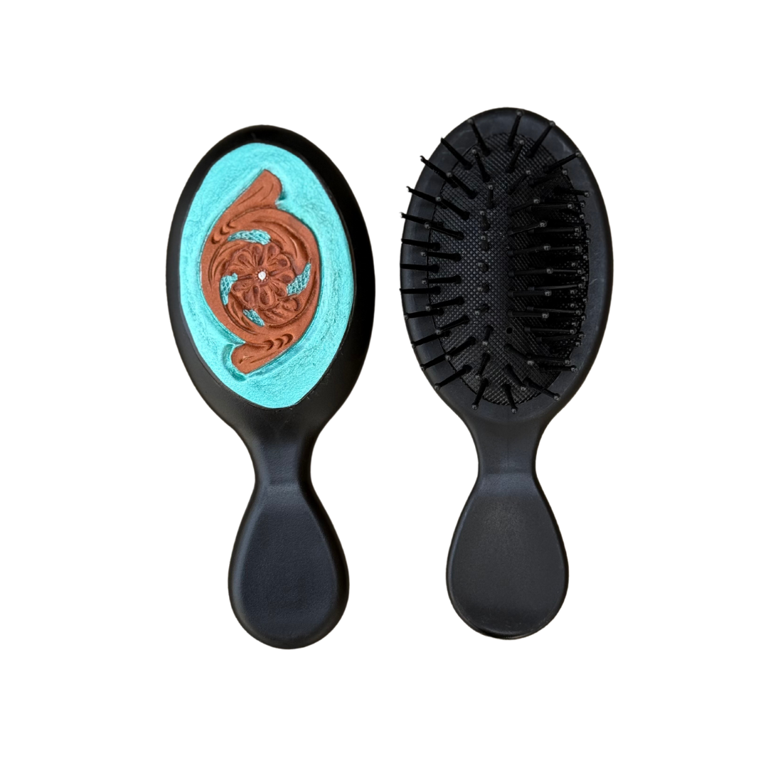 Mini Tooled hair brush - Turquoise shimmer